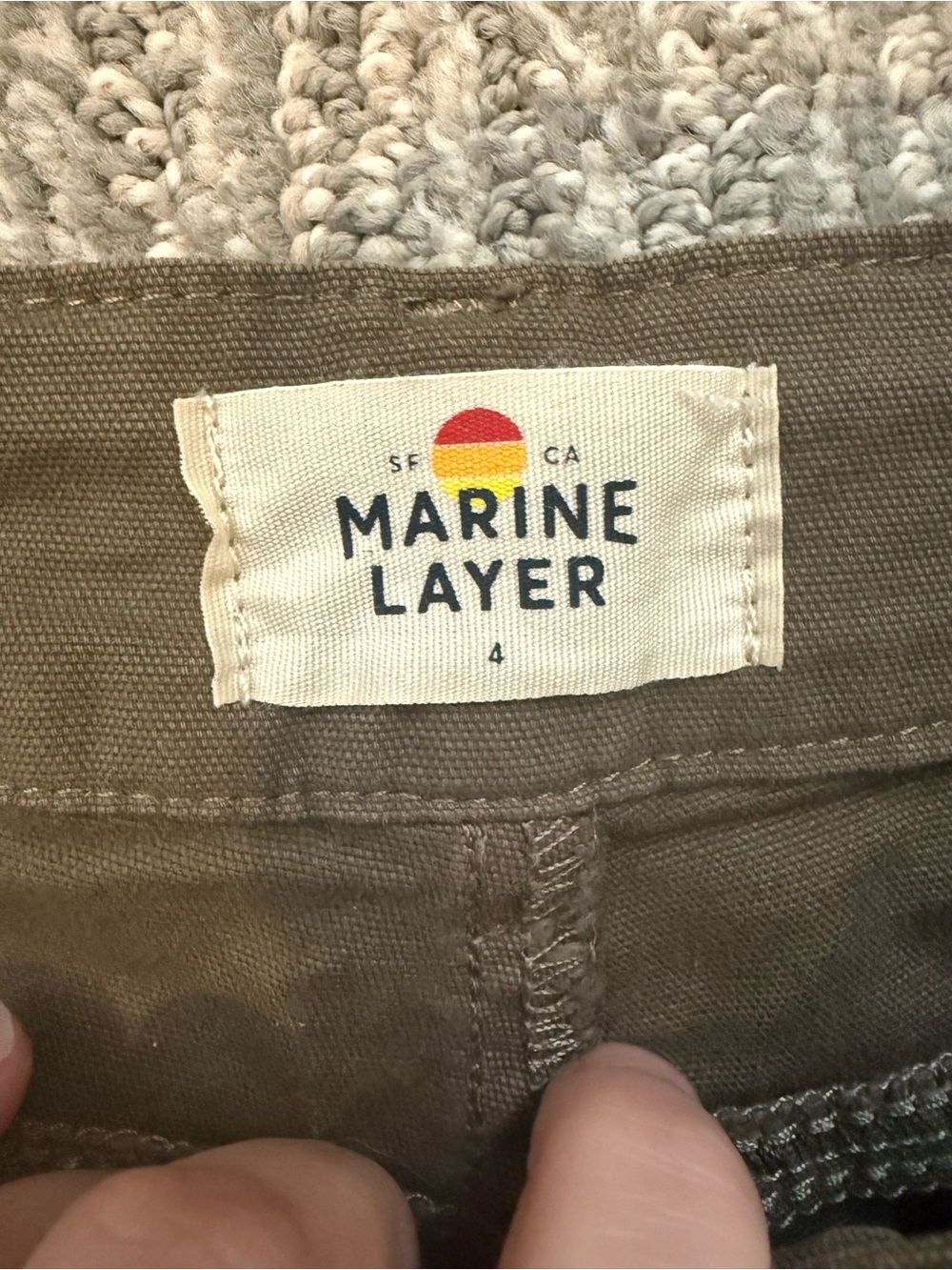 Marine Layer Utility Carpenter Pants Olive Green Cotton Stretch Size 4 Straight - Picture 2 of 4